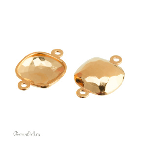 4483 Оправа-коннектор для Thin Cushion Fancy Stone 10 мм, томпак/золото