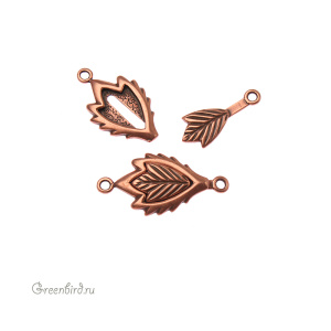 JBB Замок вставной "Листок", ант. медь (JB-7466)