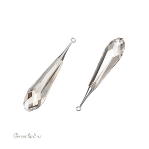 Swarovski 6532 подвеска Капля с бейлом 44 мм, родий, серебристая дымка (#001SSHA), 1 шт.