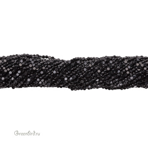 Бусины граненые "Таблетки" 4 мм, Jet, нить (#SVA-BEAD-208)