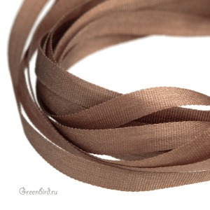 Шелковая лента AVAS Ruban de Soie 4 мм, кофейный, 3 м (#2578)