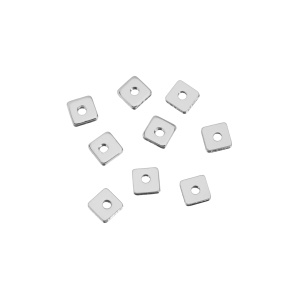 Бусина-разделитель "Квадрат" 4 мм, родий, уп. 10 шт. (#SV1701-Bead-05R-BB)