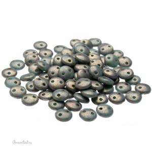 Lentil 2 отверстия 6mm, Copper Picasso/Turquoise, 10 гр (#MLG63130)