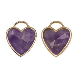 Подвеска "Каменное сердце большое", золото, фиолетовый, 1 шт. (#SH-PND-122G)