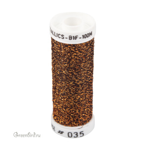 Металлизированная нить AVAS B1F, яркая медь/черный, 100 м (#035)