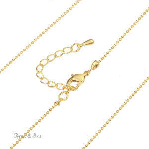 Цепочка с замочком 43 см с шариками, матовое золото, 1 шт. (9B601), Корея