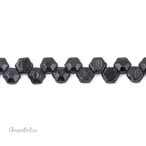 Honeycomb Jewels bead 6mm граненые, Chiseled Gunmetal, 30 шт. (#23980/14400)