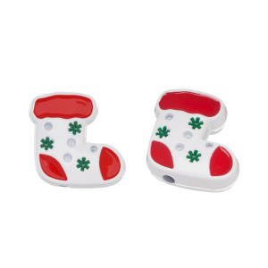 Бусина с эмалью "Сапожок чудес", белый, 1 шт. (#CN-BM-040)