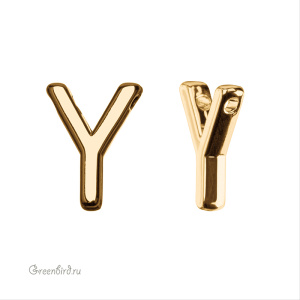 Подвеска гладкая буква "Y", золото, 1 шт. (#SV1701-LG-Y)