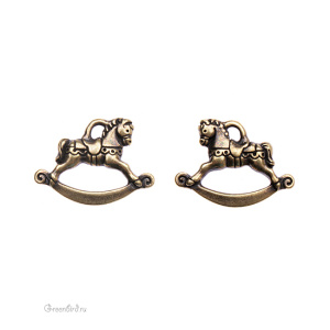 Подвеска "Игрушечная лошадка", ант. латунь, 1 шт. (#TC-2356)