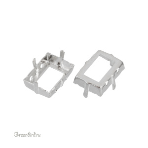 4527 Оправа для ювелирного кристалла Step Cut FS 14х10 мм, белая бронза