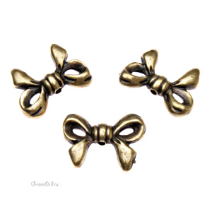 Бусина "Бантик", ант. латунь, 1 шт. (#TC-5610)