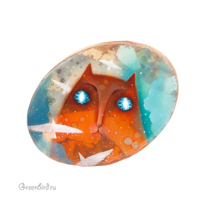 Авторский кабошон, ручная роспись (#JN2-41)