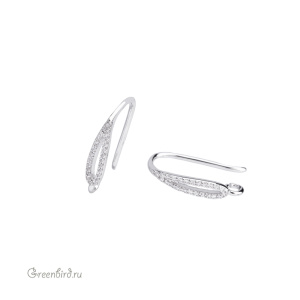 Швензы-крючки с фианитами, родий, пара (#SV1701-0193)