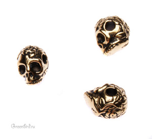 Бусина LH "Череп", ант. золото, 1 шт. (#TC-5715)