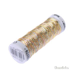 Металлизированная нить Gutermann, золото/бирюза/розовый (#7020)