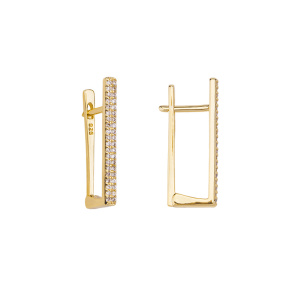 Швензы с английским замком 26 мм, фианиты, золото, пара (#SV1701-1529G)