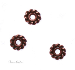 Спейсер "Твист" 6 мм, ант. медь, 1 шт. (#TC-0413-18)