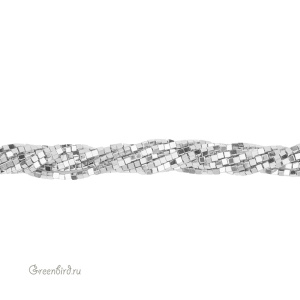 Бусины Геметин 2 мм, кубики, цвет: серебро, нить (#SV-HMT-62)