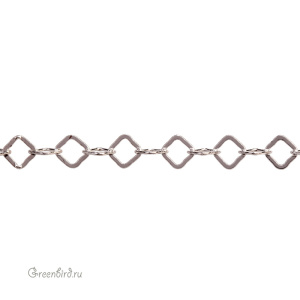 Цепочка фигурная "Ромбы", родий, 10 см (9A154), Корея