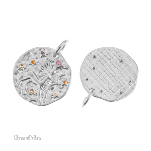 Подвеска с цветными фианитами "Зодиак - Стрелец", родий, 1 шт. (#SVA-ZOD-09R)