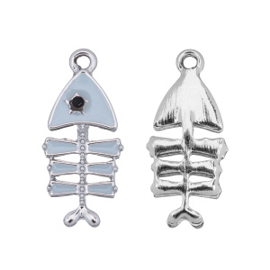 Подвеска с эмалью "Рыбка", родий, голубой, 1 шт. (#CN-PN-210)