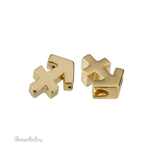 Бусина фигурная "Зодиак - Стрелец", матовое золото, 1 шт. (9JJ270), Корея