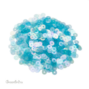 Пайетки 4мм плоские Cielo Blu (#120)