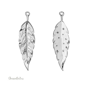 Подвеска "Листик" с фианитами, родий (#SVA-FIAN-097R)