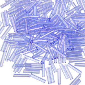 Бисер TOHO Bugle стеклярус 9 мм – прозрачный радужный, светлый сапфир (#168), 10 г