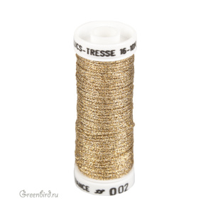 Металлизированная нить Tresse #16 AVAS, золото, 10 м (#16-002)