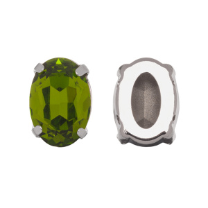Crystalbird 4120 Овал 14x10 мм в оправе, родий, оливин (#228), 1 шт.