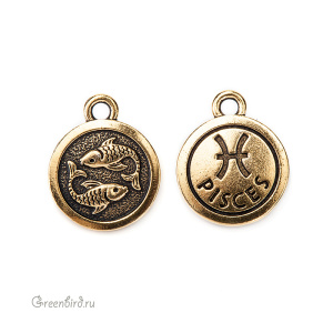 Подвеска "Рыбы", ант. золото, 1 шт. (#TC-2469-26)
