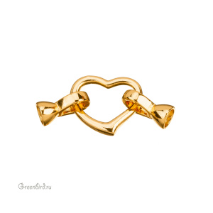 Замок часовой двойной "Сердце", золото, 1 шт. (#SV1701-Z012-G)