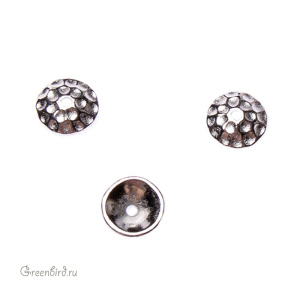 Чашечка "Hammertone" 8 мм, родий, 1 шт. (#TC-5662-61)