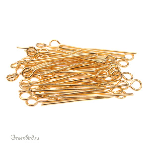 Пины с колечком 25 мм, золото, уп. 100 шт. (#12740-GLD)
