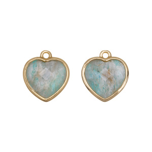 Подвеска "Каменное сердце", золото, зеленый, 1 шт. (#SH-PND-119G)