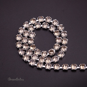 Цепочка со стразами 2,4 мм, Greige, родий, 10 см (#P1800CC1H-284) №6