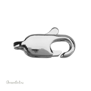 Замок-карабин 10 мм, родий, 1 шт. (#SV1701-JS-17R)