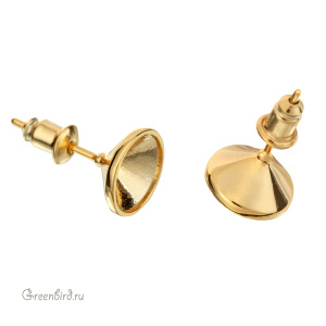 Пуссеты-оправы Crystalbird для вклеивания 1088 и 1401, золото, пара (#SV1701-3002)