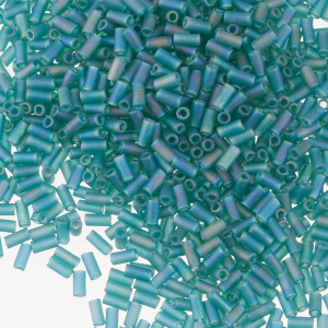 Бисер MIYUKI Bugle 3mm – Matte Transparent Teal AB (#2405FR), 10 г