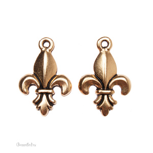 Подвеска "Королевская лилия" малая, ант. золото, 1 шт. (#TC-2238)