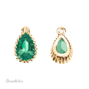 Подвеска-капля с фианитом, золото, Emerald (#SVA-FIAN-143G)