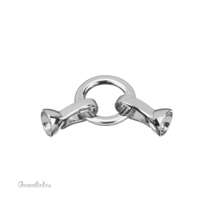 Замок часовой двойной "Кольцо", родий, 1 шт. (#SV1701-Z009-R)