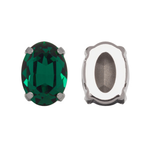 Crystalbird 4120 Овал 14x10 мм в оправе, родий, изумруд (#205), 1 шт.