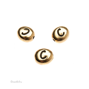 Бусина "Буква C", ант. золото, 1 шт. (#TC-C510-26)