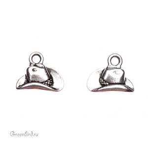 Подвеска "Ковбойская шляпа", ант. серебро, 1 шт. (#TC-2283)