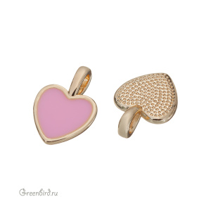 Подвеска с эмалью "Сердечко", золото, светло-розовый, 1 шт. (#SV1701-Pendant-13)