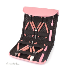 Набор из восьми инструментов Beadsmith в чехле, Bubblegum (#PLFAS08)