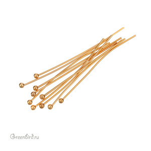 Пины с шариком 35 мм, золото, 10 шт. (#P04G)